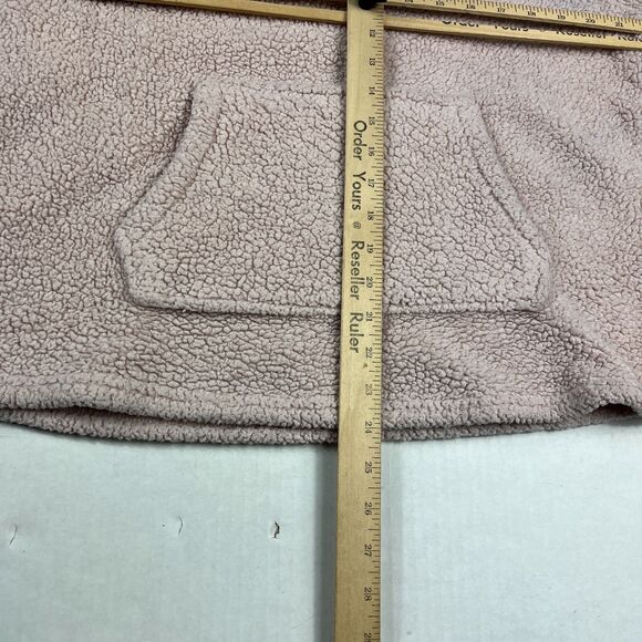 Bebe Logo Sherpa Sweater Pink Cozy Soft Casual Logo Plush Y2K Pullover MEDIUM - Picture 6 of 10